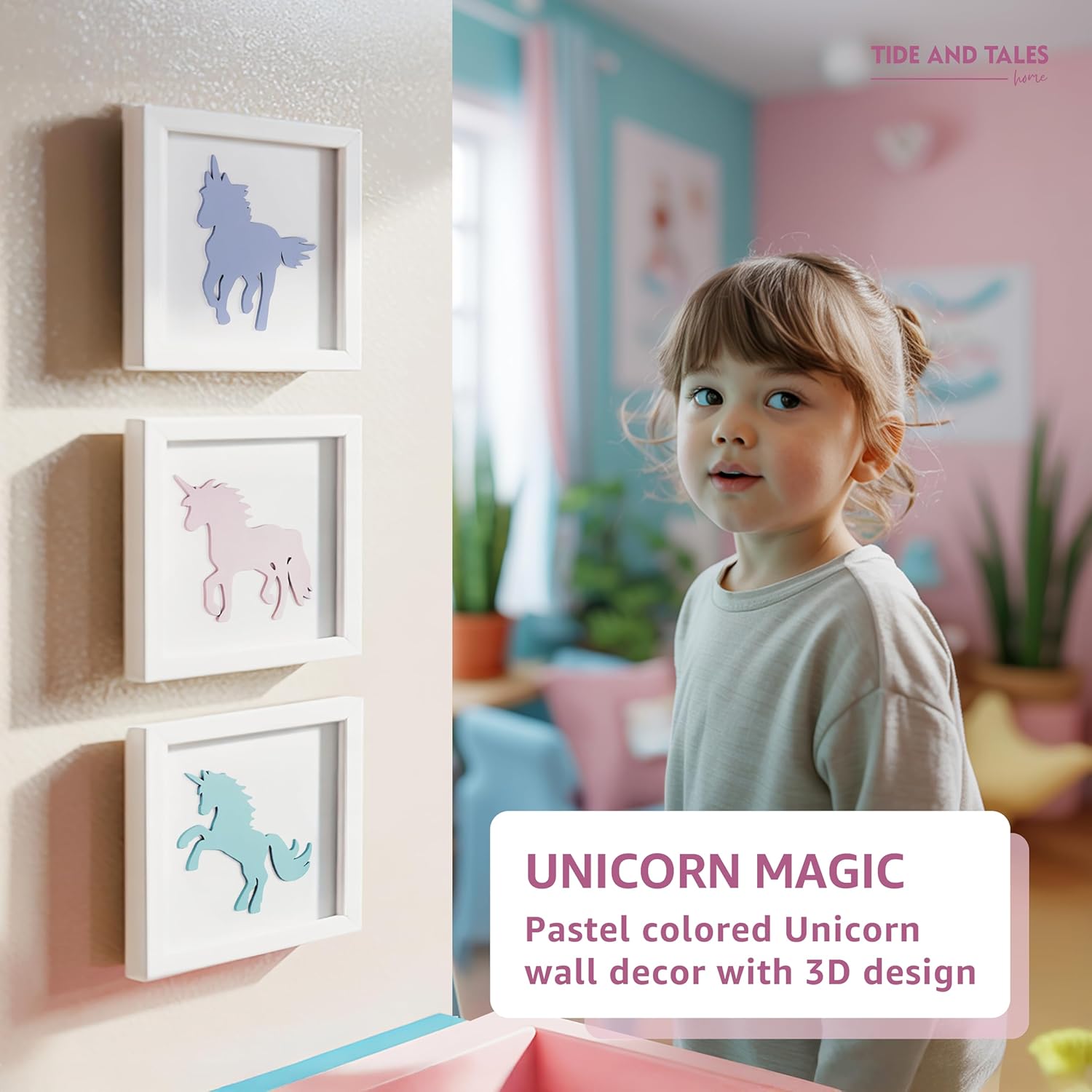 TideAndTales Unicorn Wall Decor Set of 3