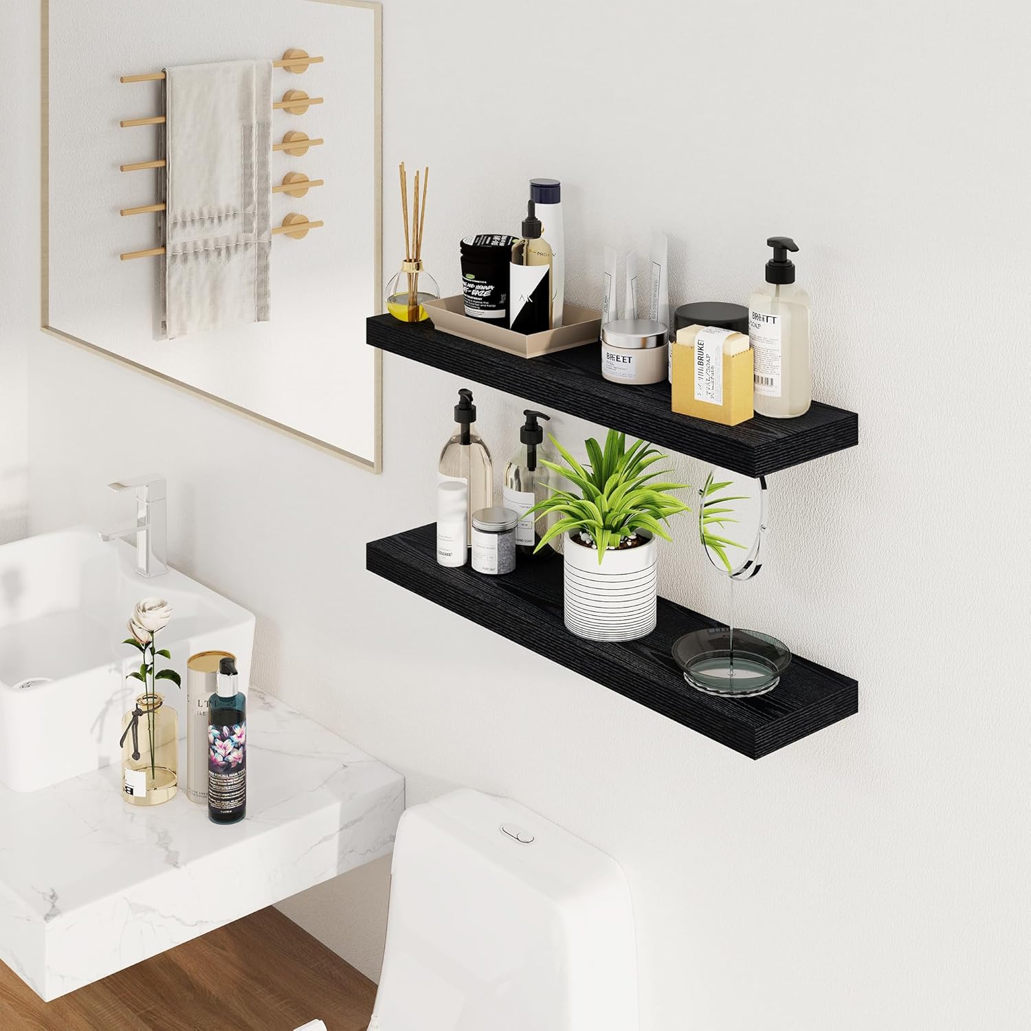 Fun Memories Floating Shelves Set of 2 32Inch Black
