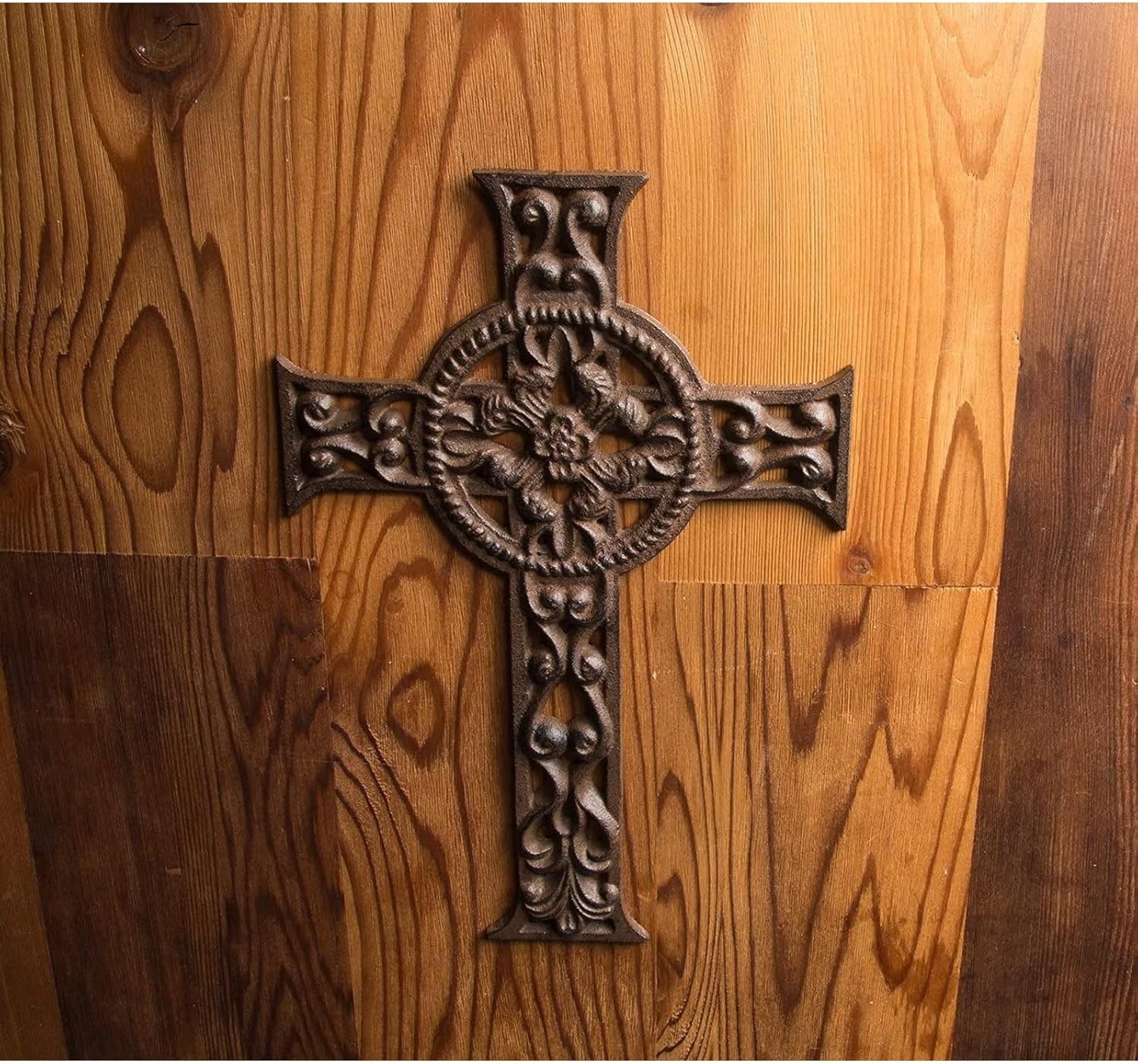 Juvale Dark Bronze Wrought Iron Celtic Cross Wall Decor