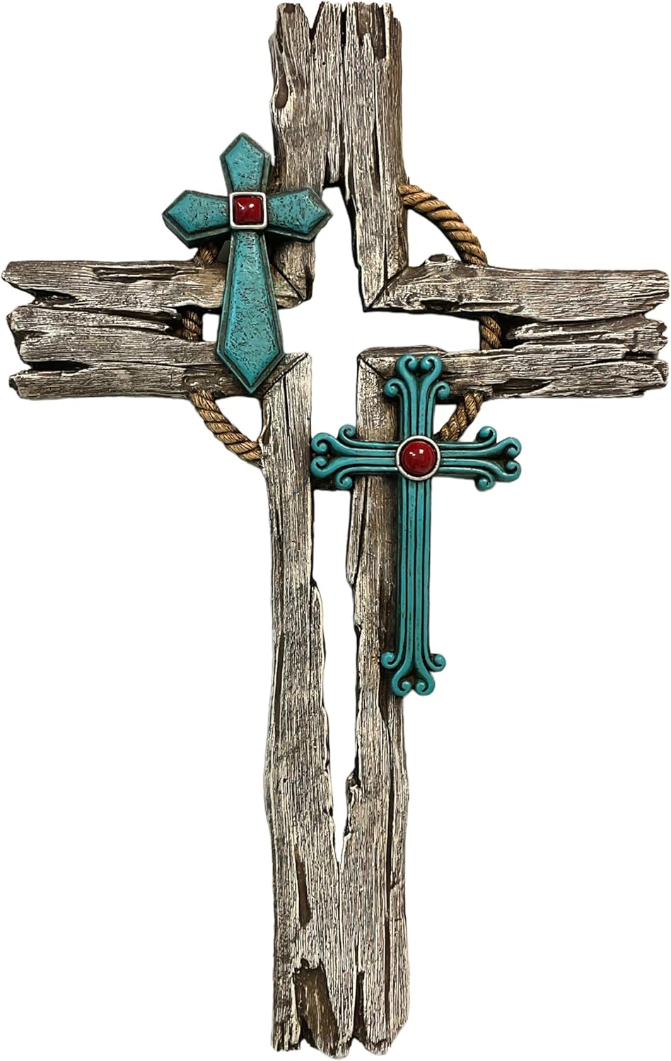 De Leon Collections 15 Inch Layered Turquoise Wall Cross