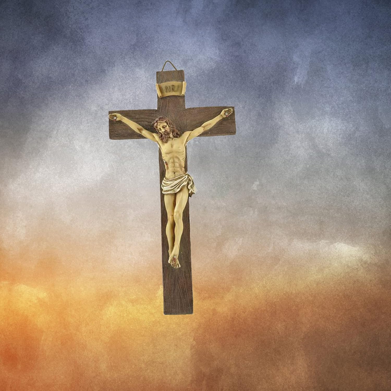 MeritMode 91 Inch Jesus Crucifix Wall Art - Handcrafted Resin Wall Cross