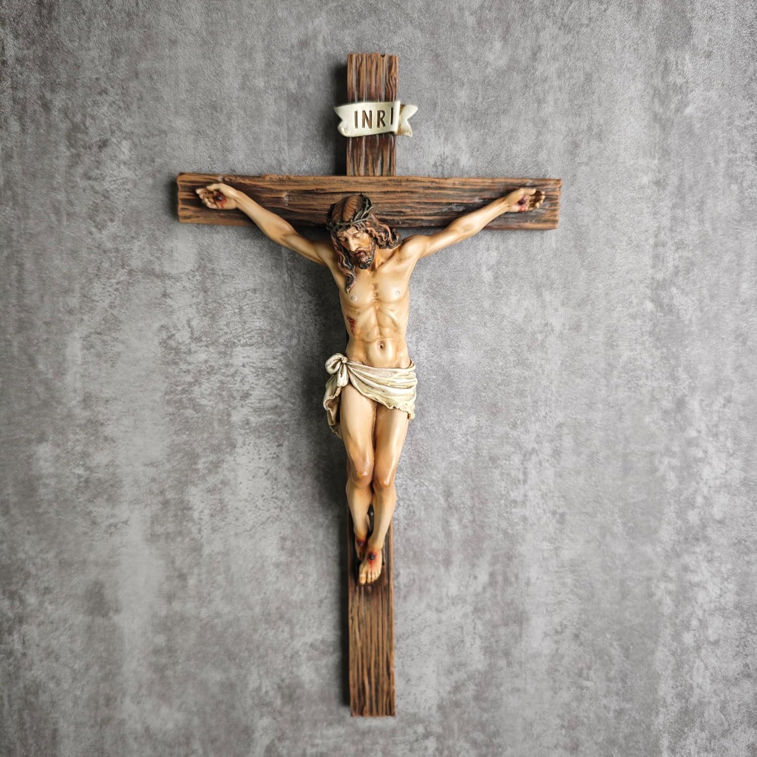 BC Catholic Crucifix Wall Cross 10 Inch Renaissance Sculpture