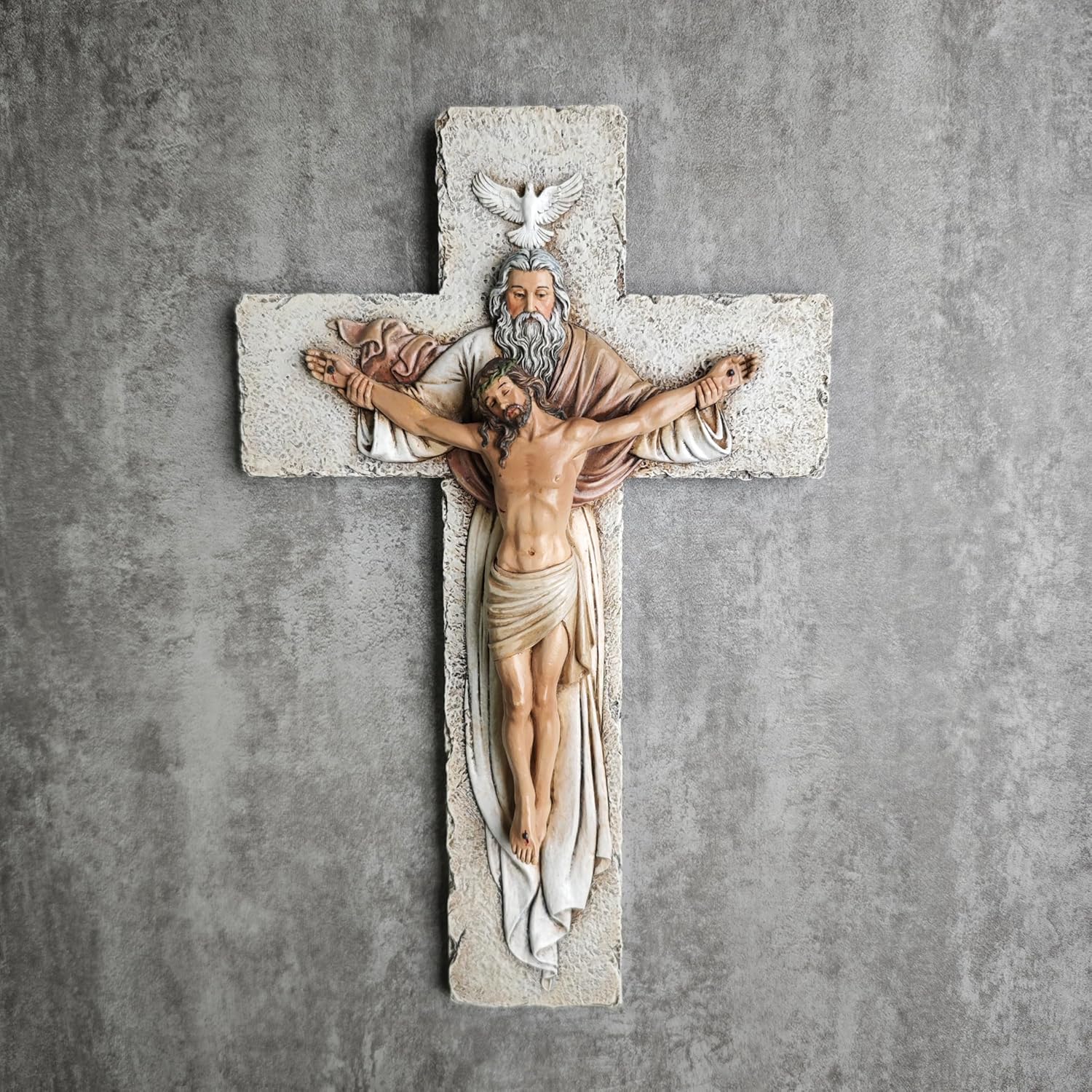 BC Catholic Holy Trinity Crucifix Wall Cross 95 High Inspiring Religious Sculpture