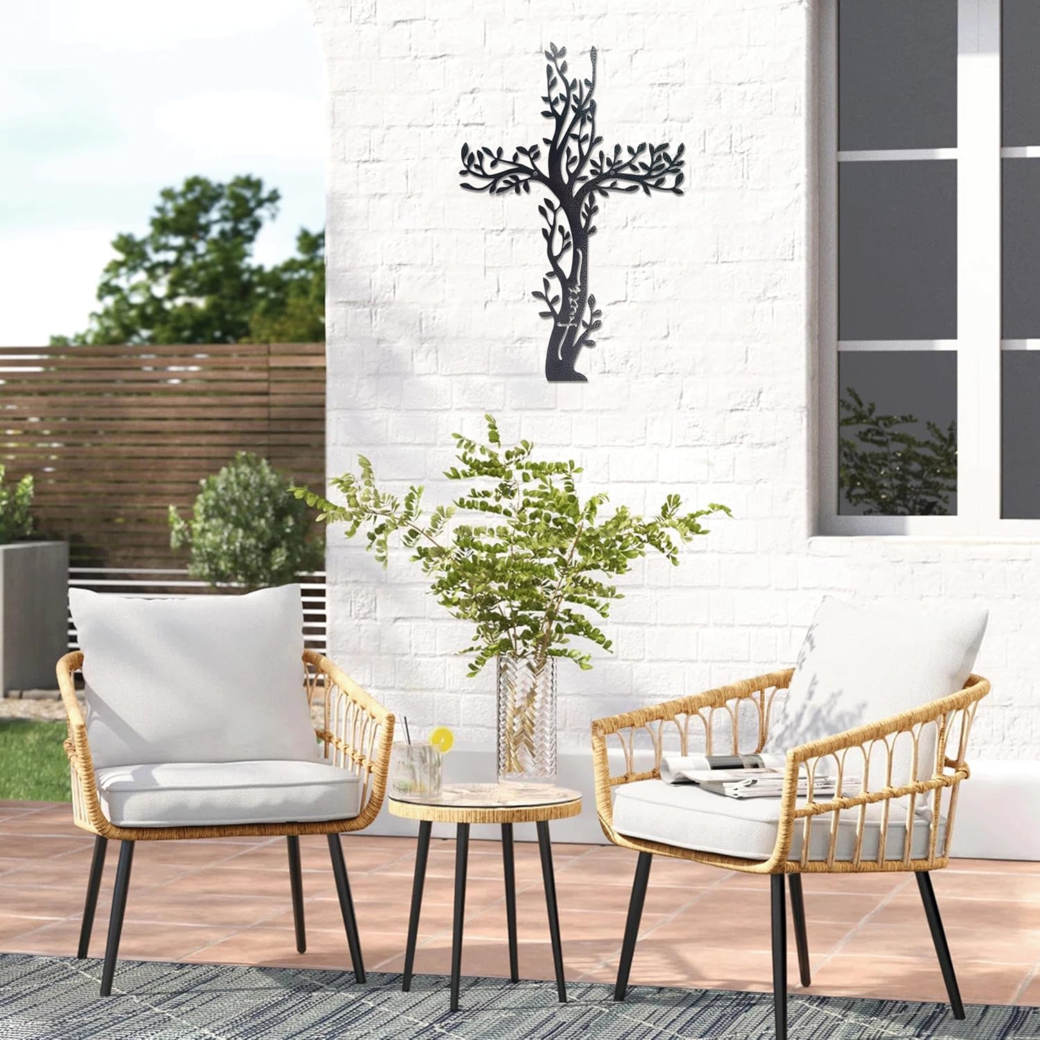 Ecqizer Unique Tree of Life Wall Cross 16-11 Inch Black