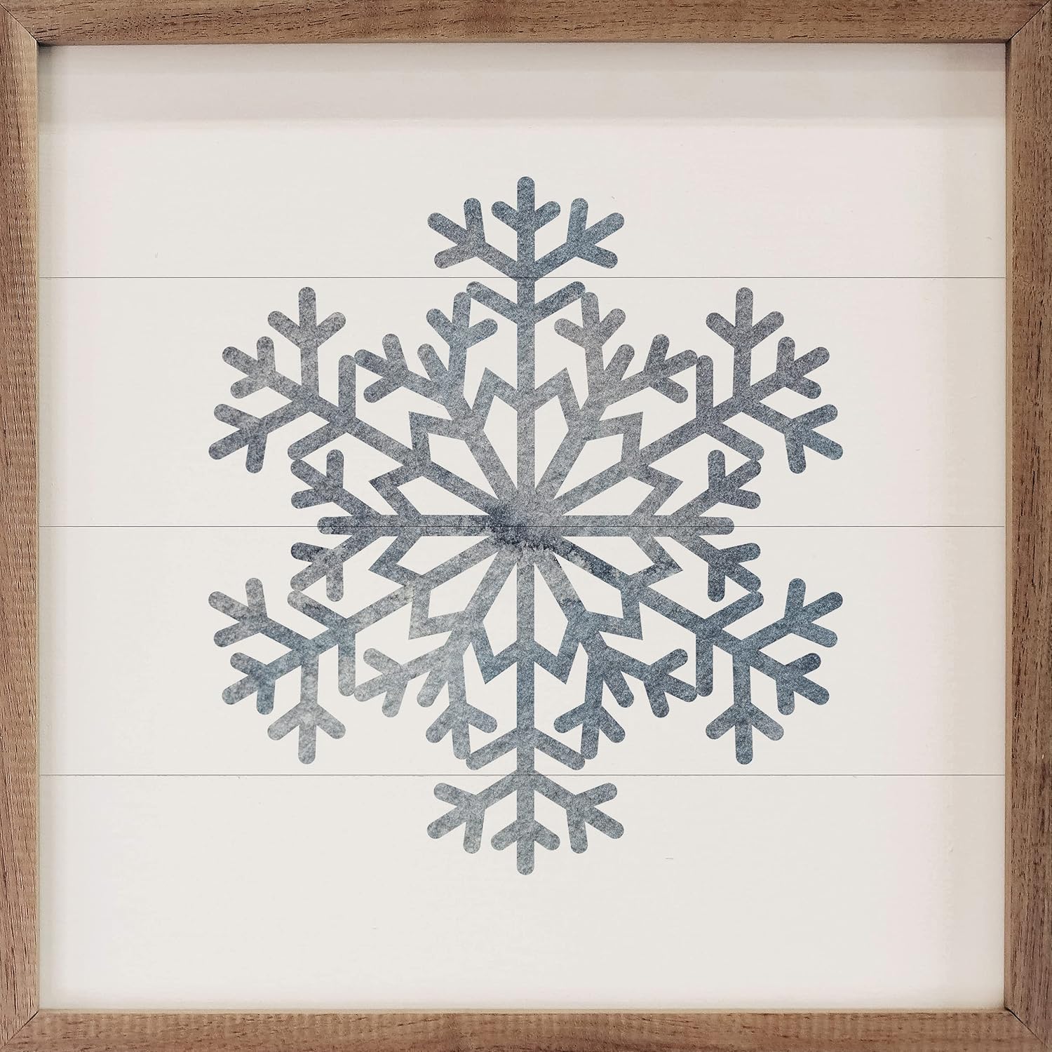 Snowflake White Christmas Wall Decor Wooden Sign 4x4