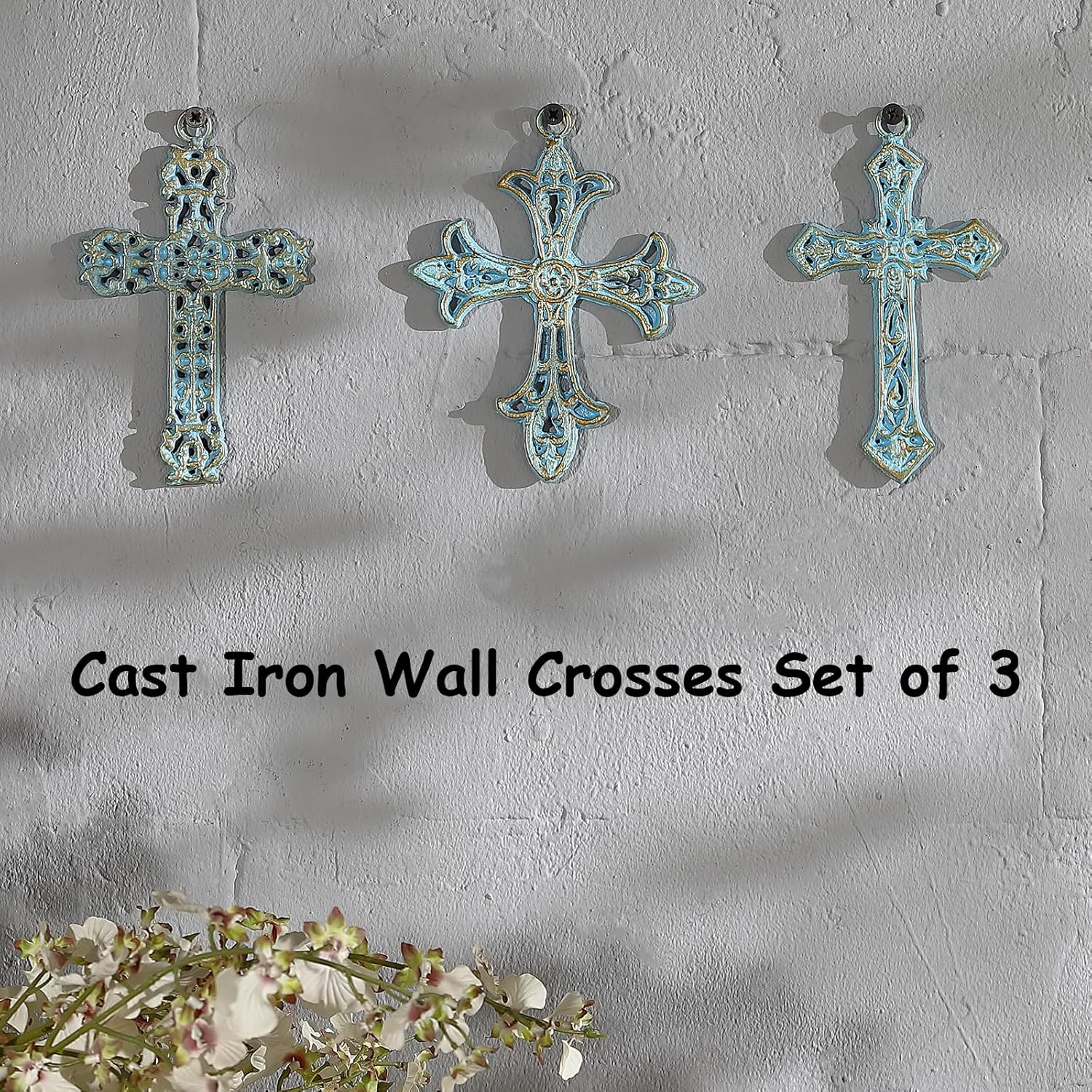 3 Pcs Cast Iron Crosses Wall Decor Set