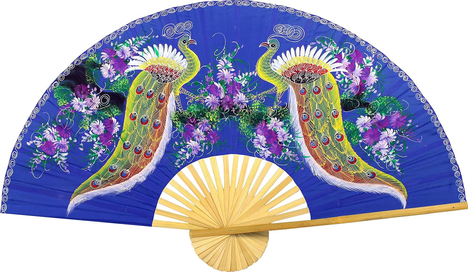 Proud Peacocks Folding Wall Fan Hand Painted Art