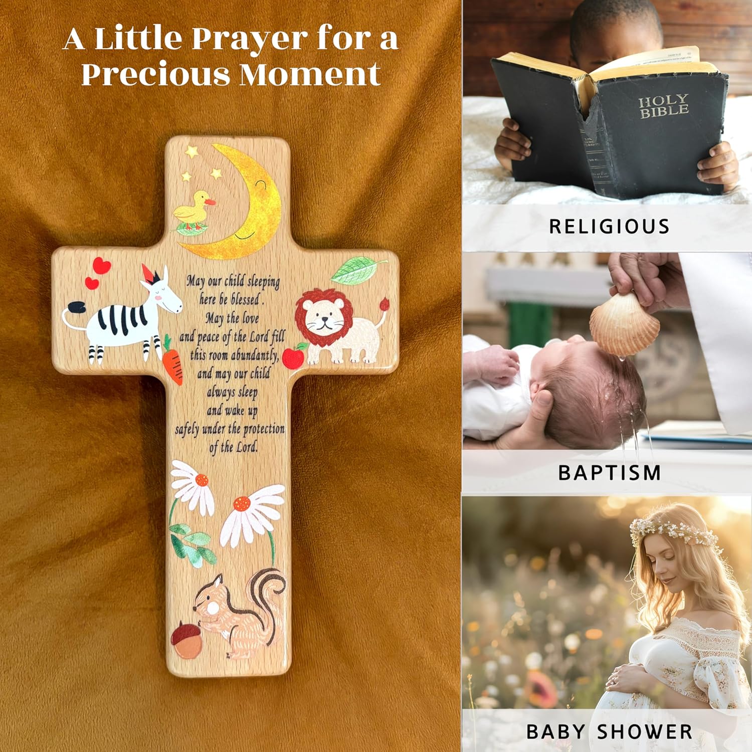 Oraaham Baby Wall Cross Decor Angel Ornament