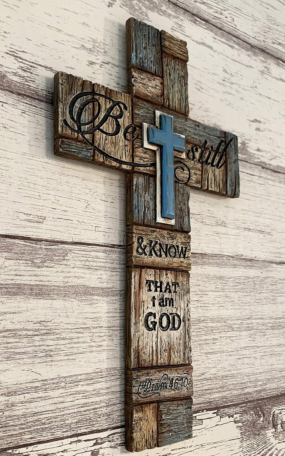 Top Brass Inspirational Layered Wall Cross - Psalm 4610