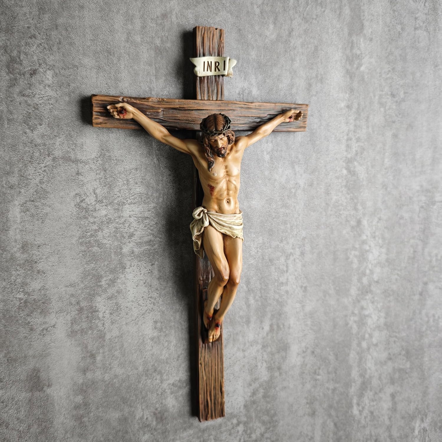 BC Catholic Crucifix Wall Cross 10 Inch Renaissance Sculpture