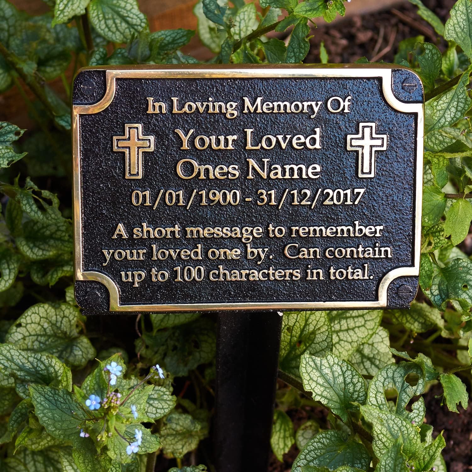 Personalized Memorial Cross in Brass for Loved Ones
