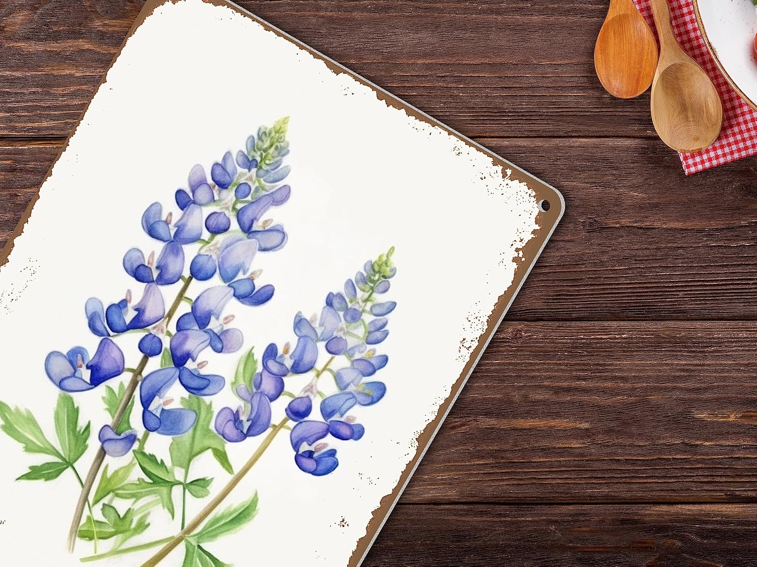 ALREAR Texas Bluebonnet Wall Art Decor 12x8 Inch