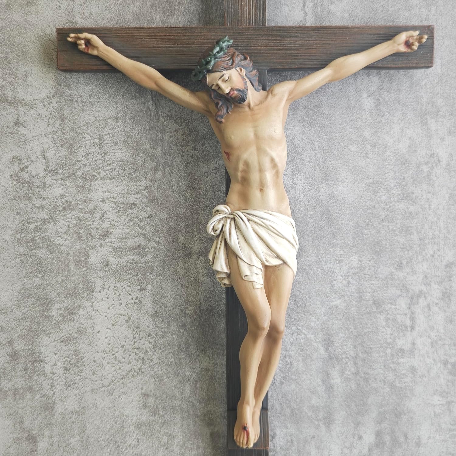 BC Catholic Crucifix Wall Cross 10 Inch Handmade Renaissance Sculpture