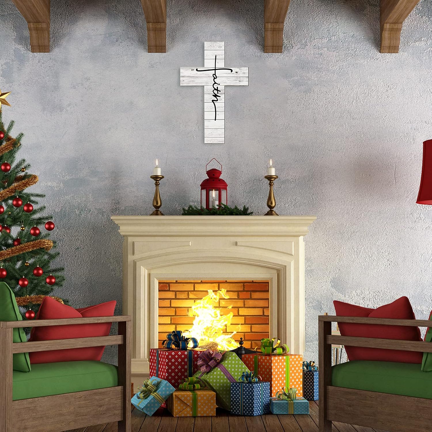 Jetec Faith Cross Wall Art Wooden Christian Decor