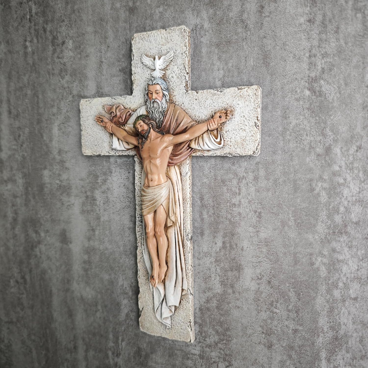 BC Catholic Holy Trinity Crucifix Wall Cross 95 High Inspiring Religious Sculpture
