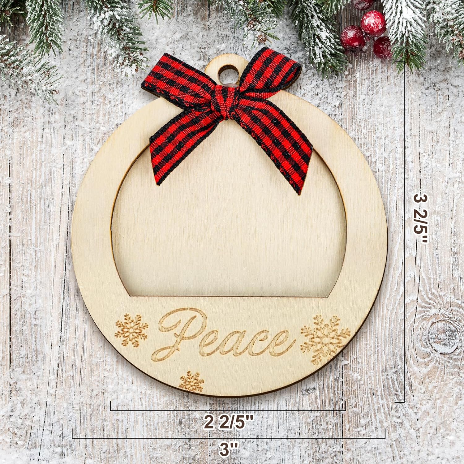 COCHIE Christmas Picture Frame Ornaments 10PCS Red Black Buffalo Check