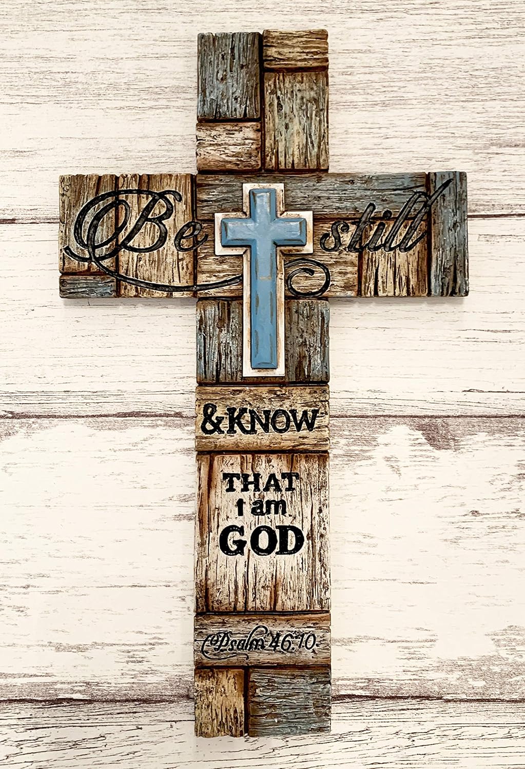 Top Brass Inspirational Layered Wall Cross - Psalm 4610