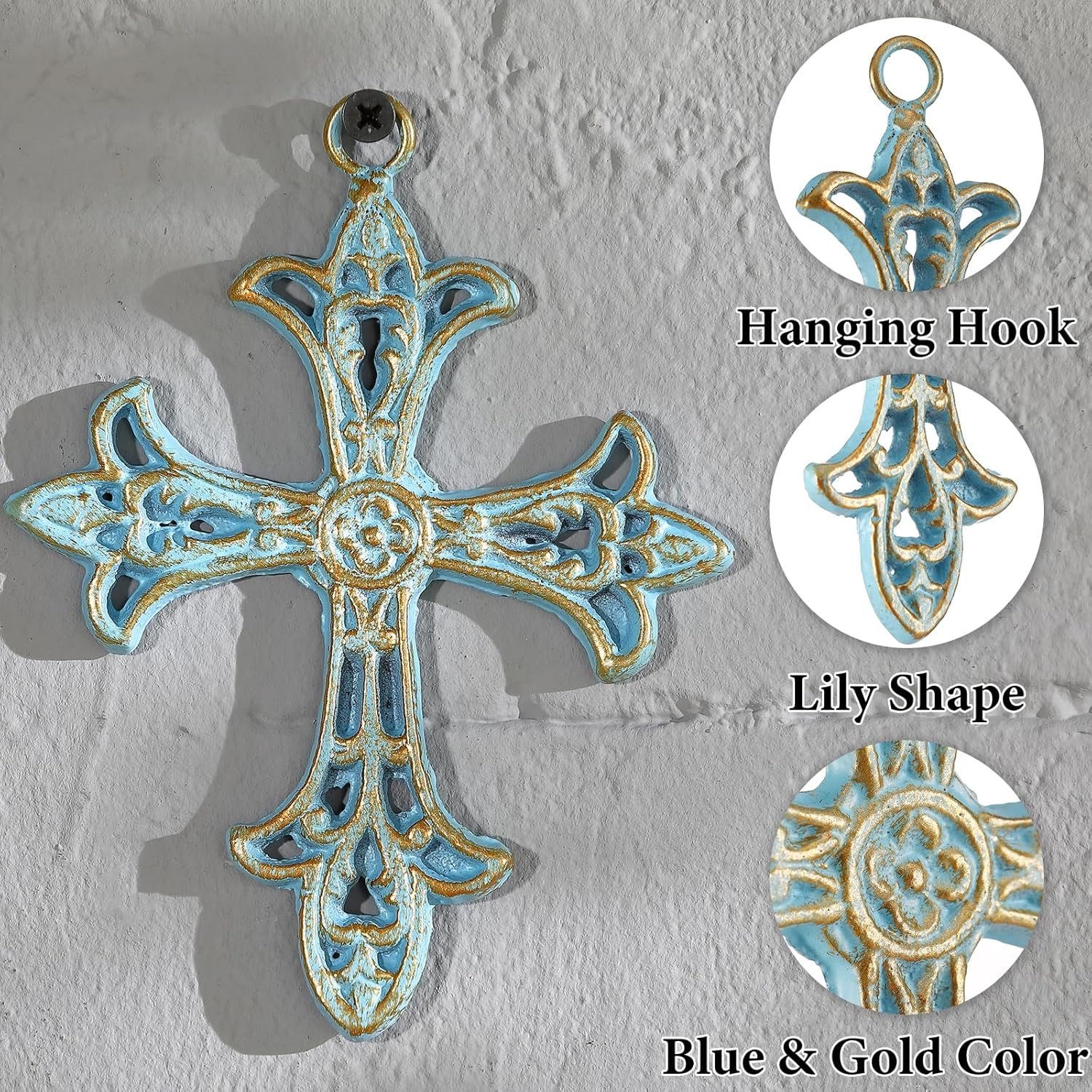 3 Pcs Cast Iron Crosses Wall Decor Set