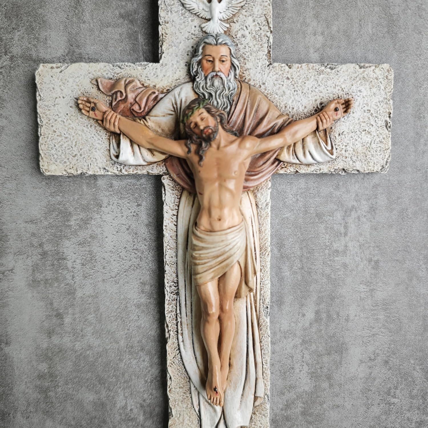 BC Catholic Holy Trinity Crucifix Wall Cross 95 High Inspiring Religious Sculpture