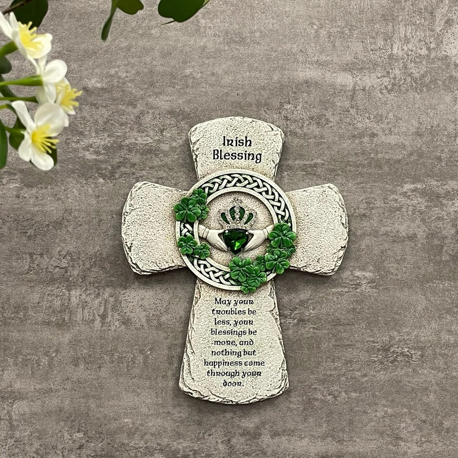 ShineOnAngel Irish Celtic Wall Cross - 8 Inch Handcrafted Claddagh Cross