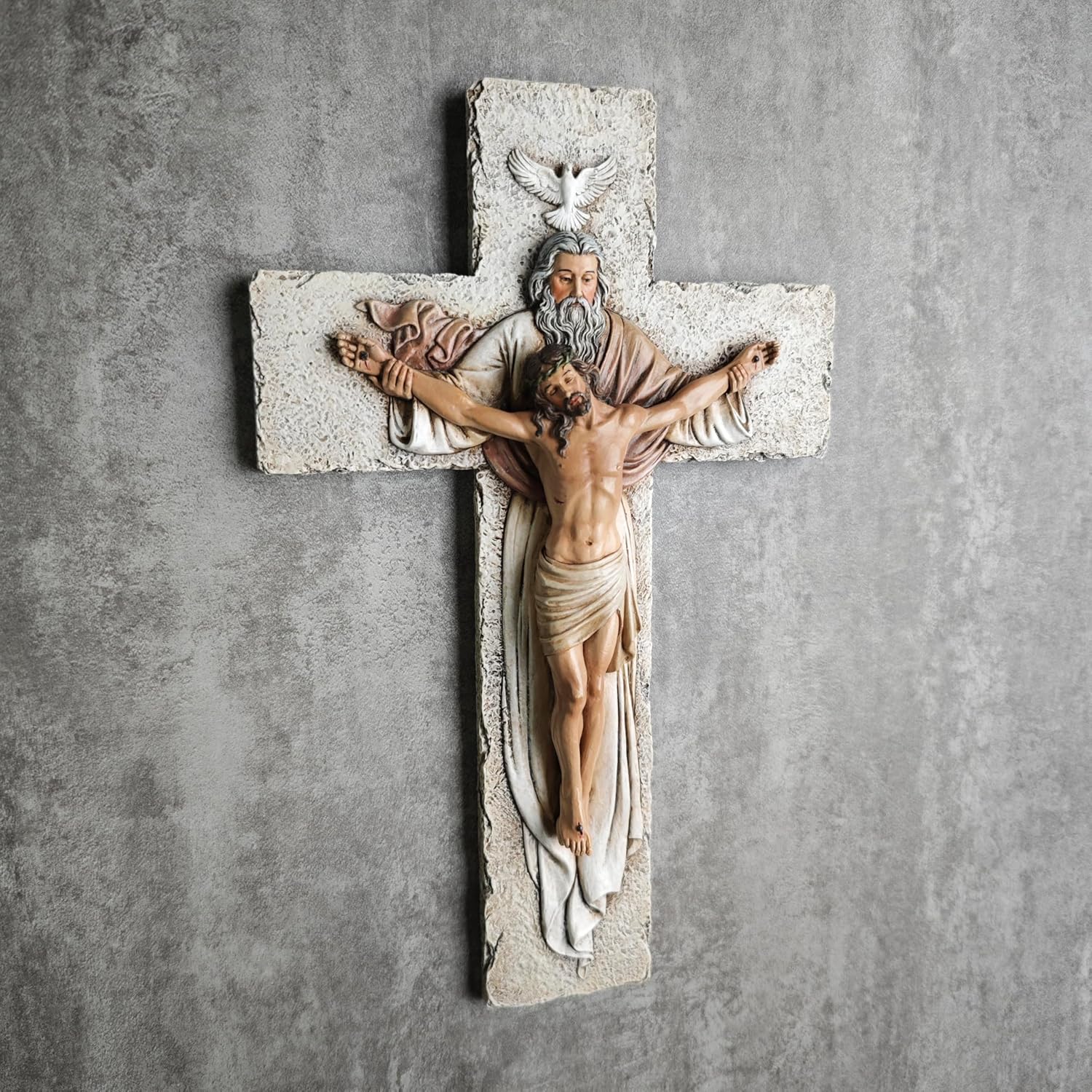 BC Catholic Holy Trinity Crucifix Wall Cross 95 High Inspiring Religious Sculpture