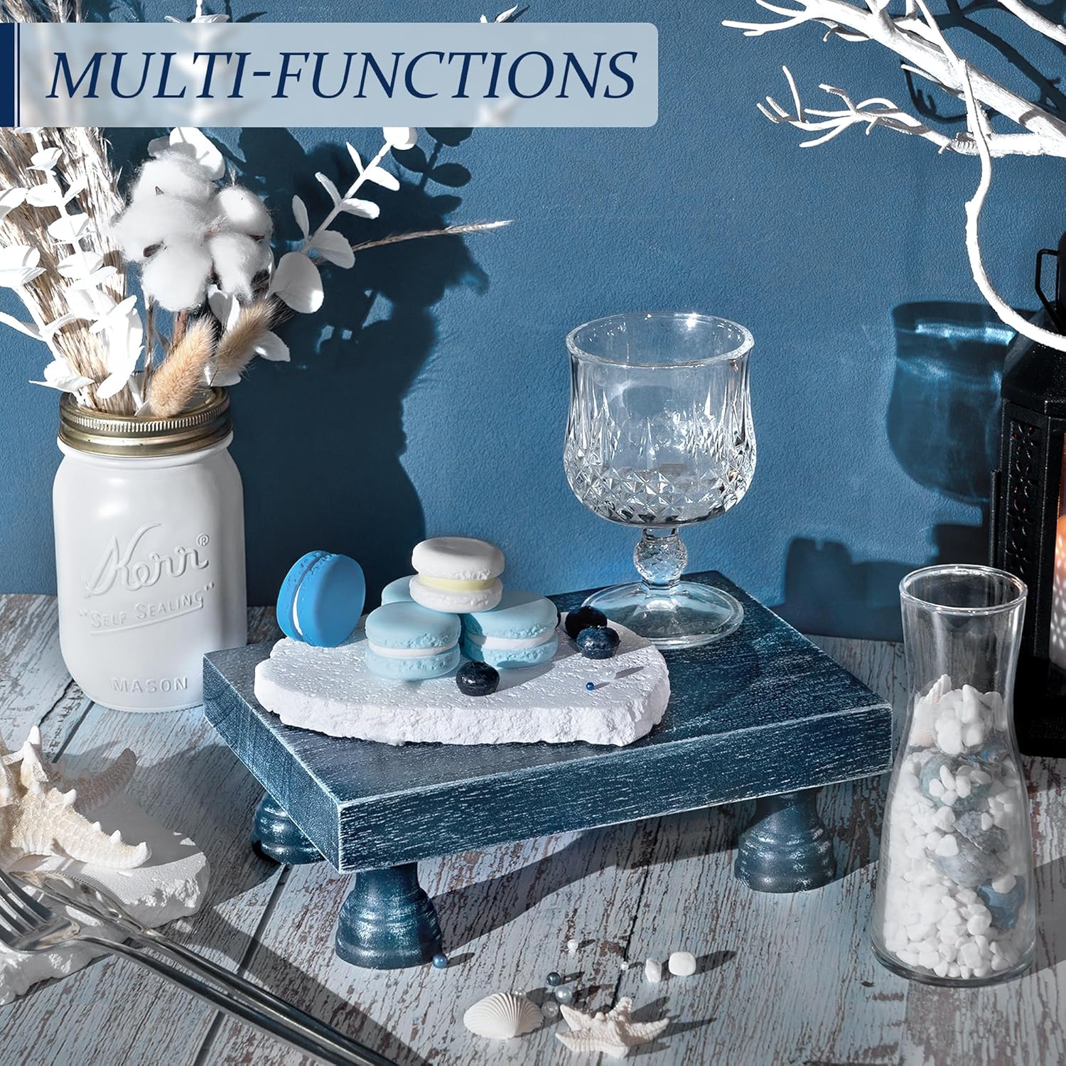 Blue Decorative Display Risers for Home Kitchen