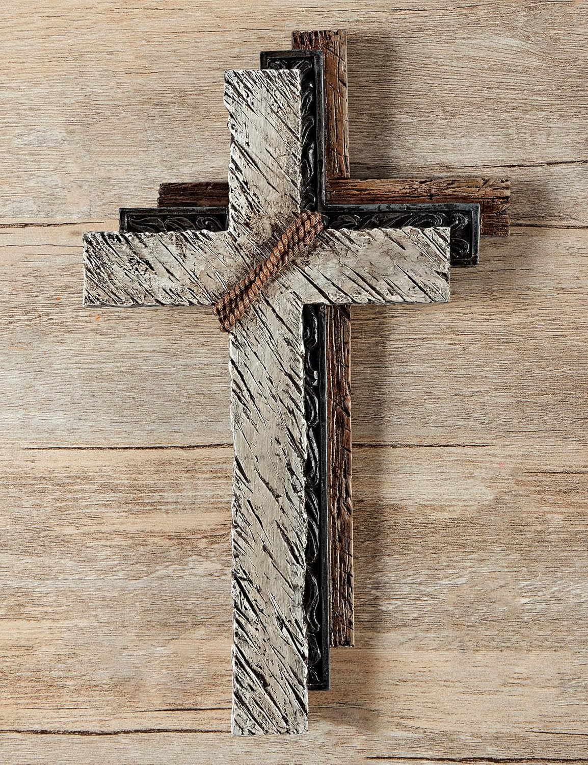 Eagrafts Wood Texture Resin Wall Cross