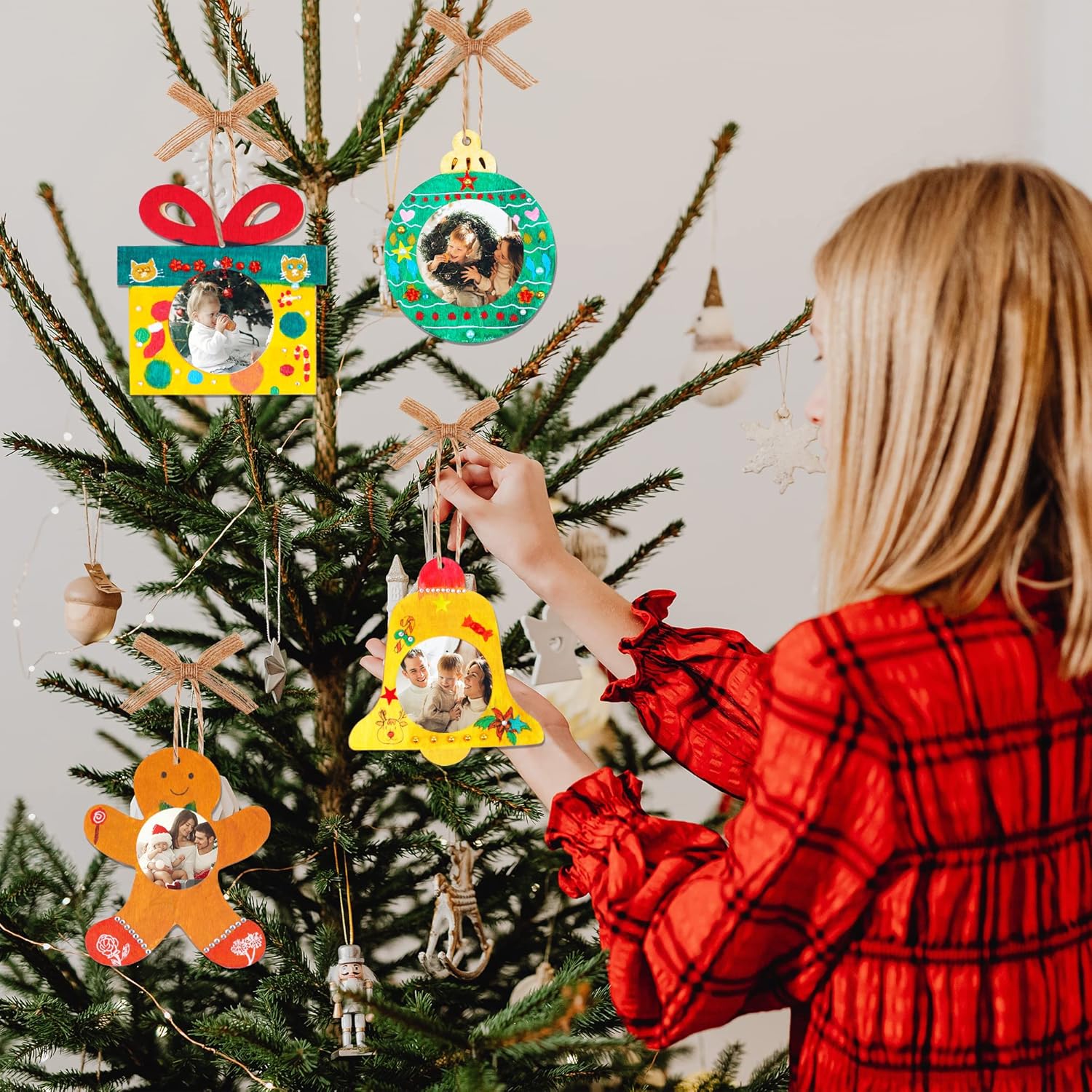 Shitailu 24Pcs Christmas Photo Frame Ornaments DIY Kit