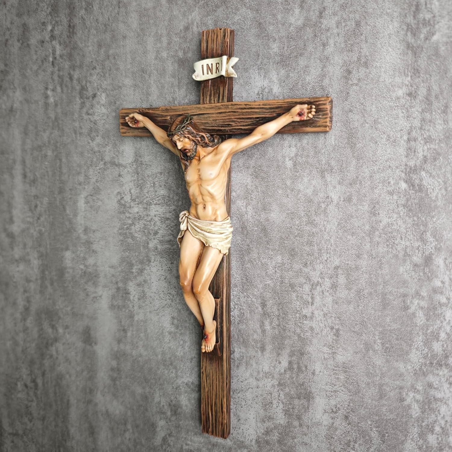 BC Catholic Crucifix Wall Cross 10 Inch Renaissance Sculpture