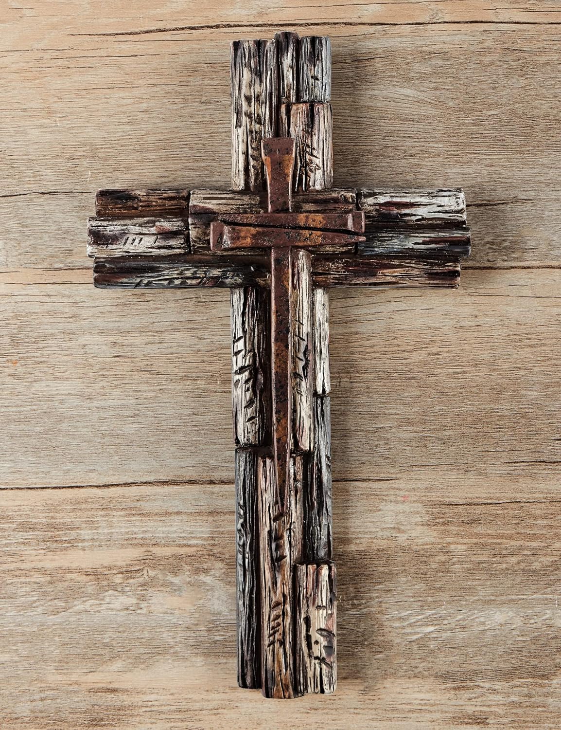 Eagrafts Rustic Layered Wood Resin Wall Cross