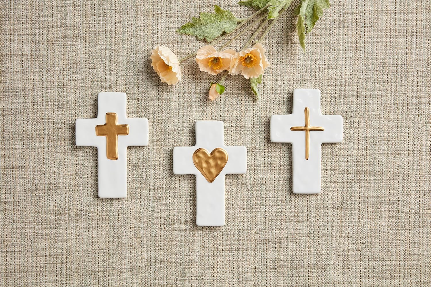 Mud Pie Ceramic and Gold Thick Cross 6x4